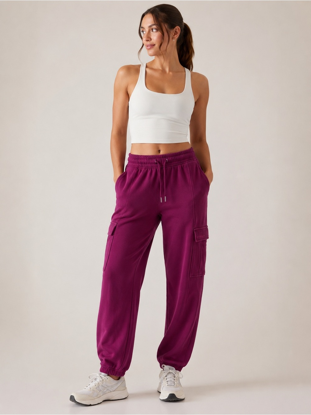 Athleta Cargo Jogger Sweatpants | Berry Purple